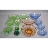 A Collection of Various Coloured Glass Bowls etc