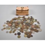 A Vintage French Jewellery Box Containing Various British and Foreign Coinage