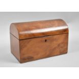 A Late Victorian/Edwardian Domed Topped Walnut Stationery Box with Fitted Interior, 24cm wide