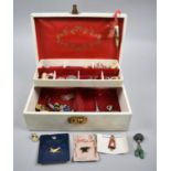 A Vintage Cantilevered Jewellery Box and Contents