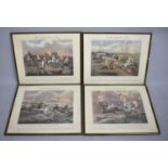 A Set of Four Coloured Alken Prints, The First Steeplechase on Record, Each 34x25cm