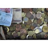 A Collection of Mixed Coins and Four Banknotes