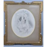 An Ornately Gilt Framed Oval Portrait of Lady Strange, 23x28cm, Some Issues to Frame