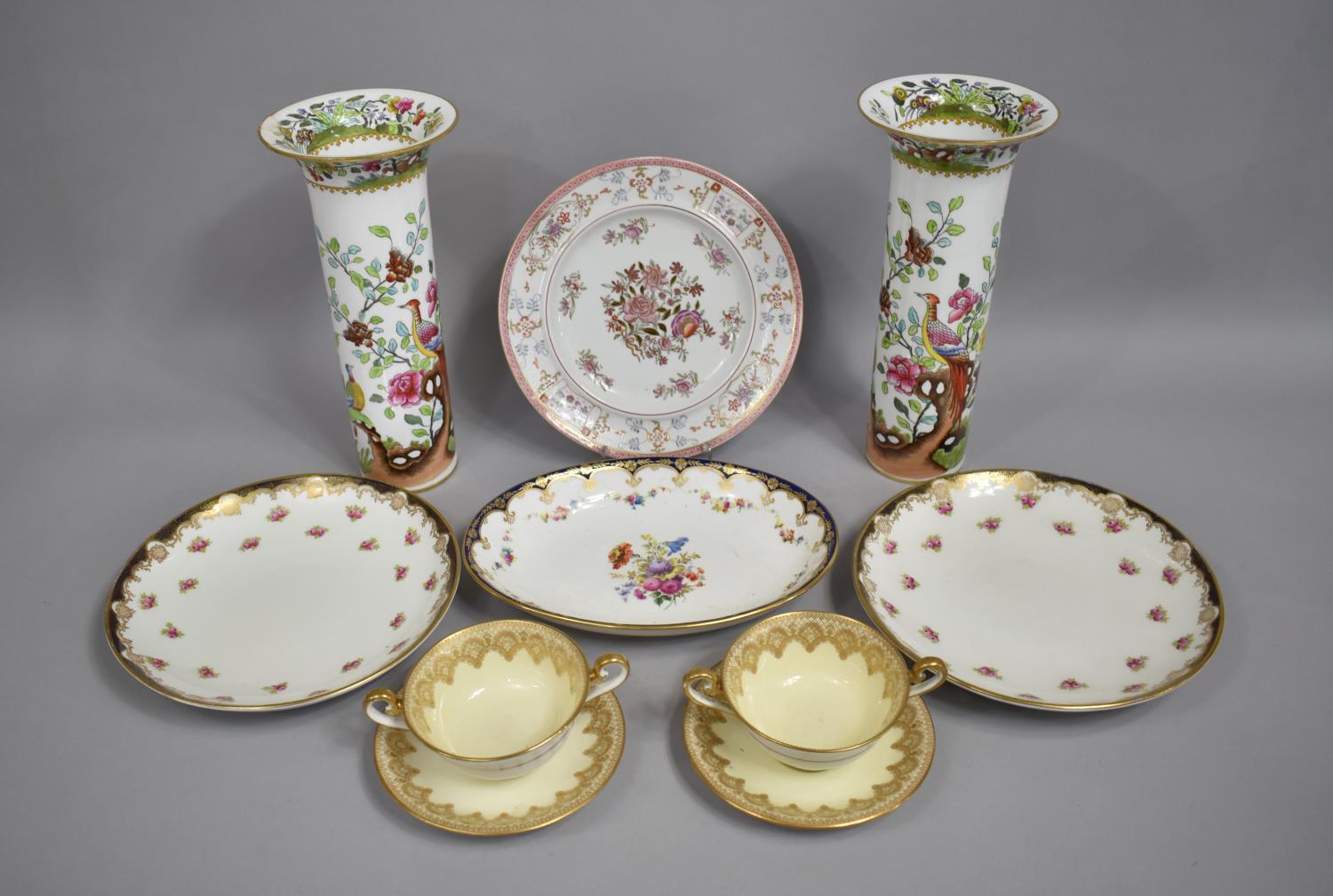 A Collection of Various 19th Century and Later Hand Painted Ceramics to Comprise Cauldon Spill