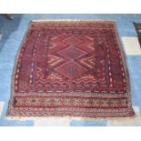 A Patterned Rug, on Red Ground 133x128cm