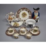 A Collection of Palissy Game Series Teawares to Comprise Teapot, Hot Water Pot, Saucers, Side
