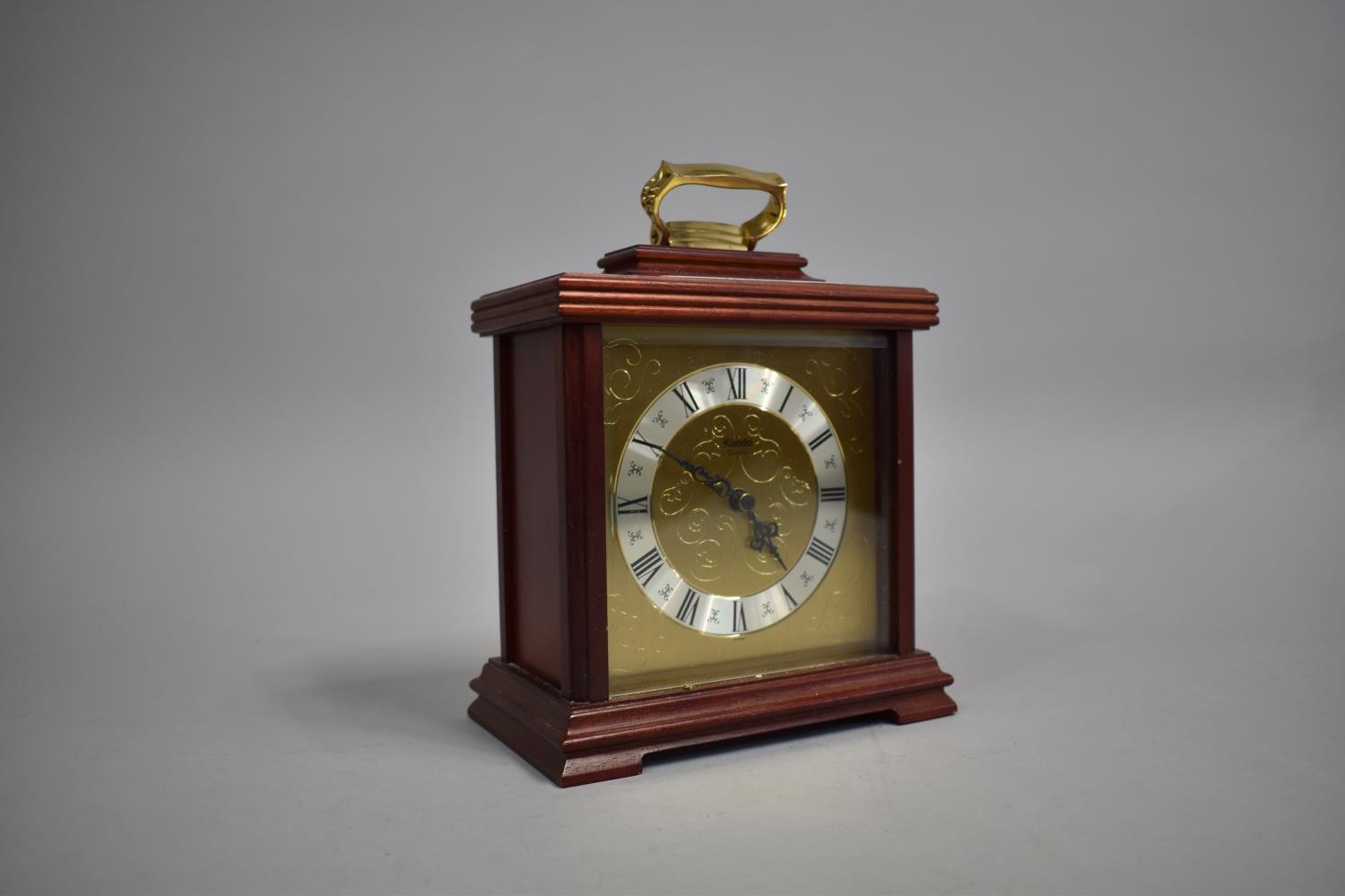 A Modern Kundo Brass Mounted Mantle Clock with Quartz Movement, 17cm wide - Image 2 of 2