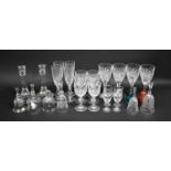 A Collection of Glass to Comprise Wines, Champagnes, Candlesticks, Bells etc