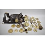 A Collection of 19th Century and Later Horse Brass, Leather Blinkers, Bells etc