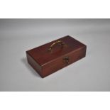 A Modern Mahogany Stained Rectangular Box with Brass Carry Handle and Locking Clasp, 30cm wide