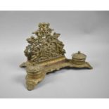 A Reproduction French Style French Ink and Letter Stand with Two Inkwells and Cherub Decoration,