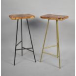 A Pair of Rectangular Topped Stools on Tripod Metal Tube Frames, 34cm wide