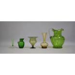 A Collection of Various 19th Century and Later Glass to Comprise Green Glass Jug (AF), Vases,