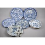 A Collection of Various Blue and White Plates, Early Example in need of Substantial Renovation