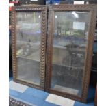 A Pair of Vintage Carved Oak Framed Glazed Bookcase Doors, Each 99x48cm