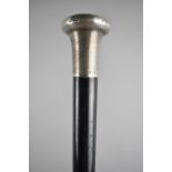 An Ebonised Walking Cane with Silver Top by Kendall & Son, London 1928, 90cm long