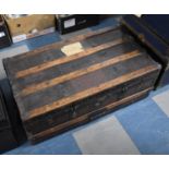 A Vintage Wooden Banded Travelling Trunk, 83cm Wide