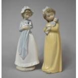 Two Nao Figures, Girl with Puppy and Girl with Doll