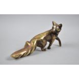 A Heavy Cast Brass Study of a Fox, 21cm Long