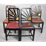 A Set of Four Modern Art Deco Style Sunburst Dining Chairs