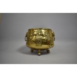 A Nice Quality Brass Plant Pot Holder with Lion Mask Handles and Three Claw and Ball Feet,