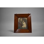A 19th Century Rosewood Framed Miniature Print Depicting Young Boy at Prayer, 12cm x 9.5cm