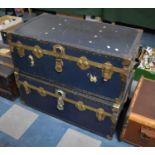 A Pair of Vintage Travelling Trunks, 91cm wide