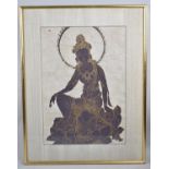 A Framed Far Eastern Painting On Silk, Goddess, 35x50cm