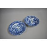 A Pair of Copeland Spode Italian Blue and White Bowls, 24cm Diameter