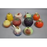 A Collection of Various Novelty Lidded Preserve Pots and Jug