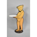 A Modern Fret Cut Dumb Waiter in the Form of a Teddy Bear with Tray, 90cm high