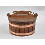 A Wooden Copper Banded Oriental Circular Food or Rice Box, 20cm Diameter