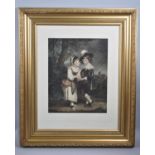 A Gilt Framed Print Depicting Two 18th Century Children, 26x34cm