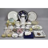 A Collection of Various Ceramics to Include Figural Ornaments, Coffee Pots, Decorated Plates, Posy