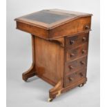 A Late Victorian/Edwardian String Inlaid Walnut Davenport with Four Side Drawers Matched by Dummies,