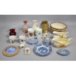 A Collection of Ceramics and Glassware to Include Poole vase, Wedgwood jasperware, Peace Mug (AF)