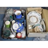 Two Boxes of Ceramics and Glassware to Include Bowls, Whisky Decanter, Dinnerwares etc