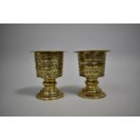 A Pair of Late 19th/ Early 20th Century Brass Pierced Circular Stands on Stepped Bases, 11cm