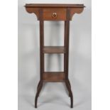 A Modern Tall Mahogany Stand with Two Stretcher Shelves and Single Drawer, Galleried Top, 57cm