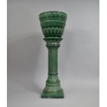 A Mid 20th Century Green Glazed Jardiniere on Stand, Made in West Germany, 79cm Overall