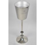 A Large Free Standing Silver Plated Bollinger Champagne Bucket on Turned Stand with Circular Foot,