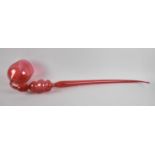 A Late 19th/Early 20th Century Cranberry Glass Bubble Pipe, Probably Nailsea, 78cm Long