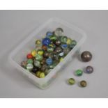 A Collection of Various Sized Vintage and Modern Marbles