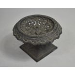 A Late Victorian Cast Iron Pierced Circular Kettle Stand on Pyramid Support, 21cm Diameter and
