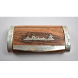 A French Silver Plate and Rosewood Snuff Box, "La Jurassienne", Decorated with Angling Scene,