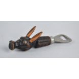 A Novelty Bottle Opener with Carved Wooden Donkeys Head Handle in the Dunhill Manner, 15cm Long