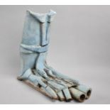 An Unusual Blue Glazed Stoneware Modern Art Sculpture of a Human Foot, 21cm high