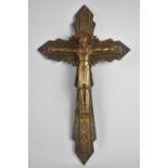 A French Wall Hanging Bronze Crucifix, the Reverse with Relief Decoration and Inscribed Seigneur