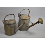 Two Vintage Galvanized Iron Watering Cans
