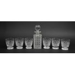 A Set of Six Cut Glass Tumblers and a Decanter, Condition Issues